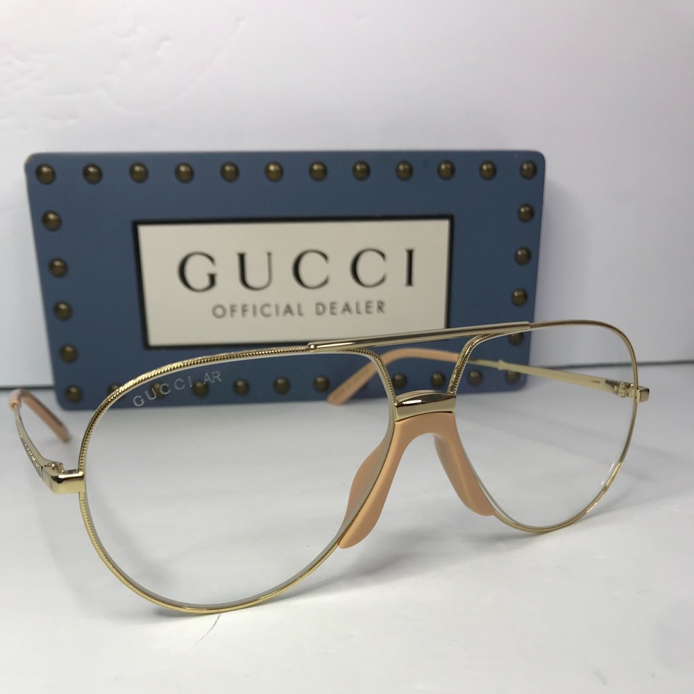 Auth - New - Gucci 0432 Gold Crystal Aviator Metal Retro Sunglasses GG0432S Uni… - Picture 3 of 15